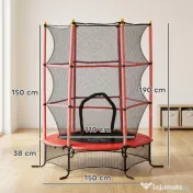HOMCOM Trambulină pentru Copii 3-10 Ani cu Plasă de Siguranță, Suprafață Elastică cu Țevi Căptușite, Ø163x190 cm, Roșu | Aosom Romania 