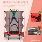 HOMCOM Trambulină pentru Copii 3-10 Ani cu Plasă de Siguranță, Suprafață Elastică cu Țevi Căptușite, Ø163x190 cm, Roșu | Aosom Romania 
