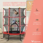 HOMCOM Trambulină pentru Copii 3-10 Ani cu Plasă de Siguranță, Suprafață Elastică cu Țevi Căptușite, Ø163x190 cm, Roșu | Aosom Romania 