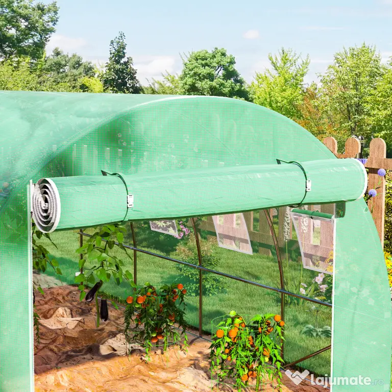 Outsunny Prelata Sera 6×3×2 m – Cu 12 Ferestre, Usa Rulanta si Margini | Aosom Romania