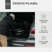 HOMCOM Cadru de Mers Pliabil cu 4 Roți, Scaun, Spătar și Înălțime Reglabilă, din Aluminiu, 63x67x80-93 cm, Negru | Aosom Romania 