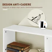 HOMCOM Bibliotecă Asimetrică în Formă de S cu 5 Niveluri și 10 Rafturi Deschise, 80x24x159 cm, Alb | Aosom Romania 