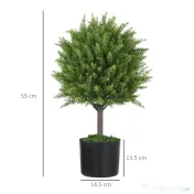 HOMCOM Plantă Artificială Cedru Rezistentă la Raze UV cu Ghiveci, Ø14,5x55 cm, Verde | Aosom Romania