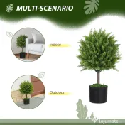 HOMCOM Plantă Artificială Cedru Rezistentă la Raze UV cu Ghiveci, Ø14,5x55 cm, Verde | Aosom Romania
