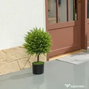 HOMCOM Plantă Artificială Cedru Rezistentă la Raze UV cu Ghiveci, Ø14,5x55 cm, Verde | Aosom Romania