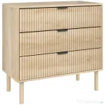 Comodă HOMCOM cu 3 Sertare din Lemn pentru Dormitor și Hol, Stil Nordic, 80x40x77.5 cm, Stejar