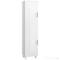 HOMCOM Dulap Baie Modern, Dulap Înalt de Baie cu Două Uși și Rafturi Reglabile din Lemn, 40x30x167,5 cm, Alb Lucios | Aosom Romania