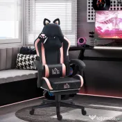 HOMCOM Scaun Gaming Ergonomic cu Urechi de Pisica, Roz | Aosom Romania