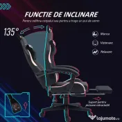 HOMCOM Scaun Gaming Ergonomic cu Urechi de Pisica, Roz | Aosom Romania