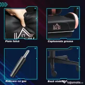 HOMCOM Scaun Gaming Ergonomic cu Urechi de Pisica, Roz | Aosom Romania