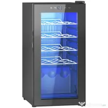 HOMCOM Frigider pentru Vin 15 Sticle, Capacitate 44L, cu Control Temperatură și Rafturi Reglabile, Negru