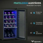 HOMCOM Frigider pentru Vin 15 Sticle, Capacitate 44L, cu Control Temperatură și Rafturi Reglabile, Negru 