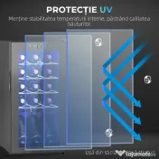 HOMCOM Frigider pentru Vin 15 Sticle, Capacitate 44L, cu Control Temperatură și Rafturi Reglabile, Negru 