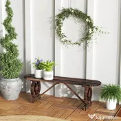 Outsunny Bancă de Grădină cu Picioare în Formă de Roată de Car cu 2 Locuri și Șezut din Șipci, 120x29x39 cm, Maro | Aosom Romania 