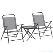 Outsunny Set Mobilier de Grădină din 3 Piese cu Scaune cu Spătar Reglabil și Masă, 64x70x87 cm, Gri | Aosom Romania 