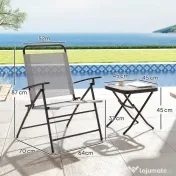 Outsunny Set Mobilier de Grădină din 3 Piese cu Scaune cu Spătar Reglabil și Masă, 64x70x87 cm, Gri | Aosom Romania 