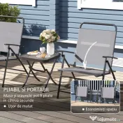 Outsunny Set Mobilier de Grădină din 3 Piese cu Scaune cu Spătar Reglabil și Masă, 64x70x87 cm, Gri | Aosom Romania 