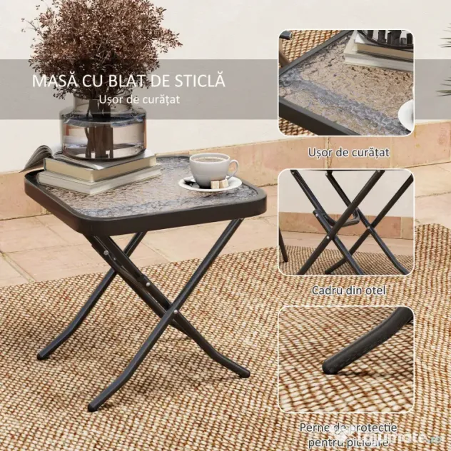 Outsunny Set Mobilier de Grădină din 3 Piese cu Scaune cu Spătar Reglabil și Masă, 64x70x87 cm, Gri | Aosom Romania