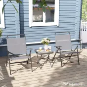 Outsunny Set Mobilier de Grădină din 3 Piese cu Scaune cu Spătar Reglabil și Masă, 64x70x87 cm, Gri | Aosom Romania 