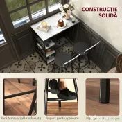 HOMCOM Set Masă de Bar cu 3 Rafturi și 2 Scaune cu Spătar, 90x50x90.5 cm, Gri Deschis | Aosom Romania 