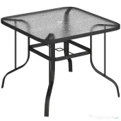 Outsunny Masă de Grădină pentru 4 Persoane cu Gaură pentru Umbrelă Ø54 mm, 96,5x96,5x70 cm, Negru | Aosom Romania 