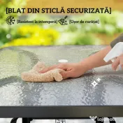Outsunny Masă de Grădină pentru 4 Persoane cu Gaură pentru Umbrelă Ø54 mm, 96,5x96,5x70 cm, Negru | Aosom Romania 