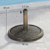 Outsunny Bază Rotundă pentru Umbrelă, Potrivit pentru Stâlpi de 32, 38, 48 mm, Φ46x34 cm, Bronz | Aosom Romania 