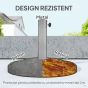 Outsunny Bază Rotundă pentru Umbrelă, Potrivit pentru Stâlpi de 32, 38, 48 mm, Φ46x34 cm, Bronz | Aosom Romania 