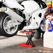 HOMCOM Cric moto din oțel, capacitate 500 kg, pliabil cu înălțime reglabilă și manivelă, roșu 