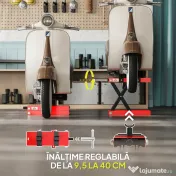HOMCOM Cric moto din oțel, capacitate 500 kg, pliabil cu înălțime reglabilă și manivelă, roșu 