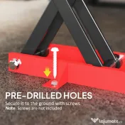 HOMCOM Cric moto din oțel, capacitate 500 kg, pliabil cu înălțime reglabilă și manivelă, roșu 
