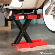 HOMCOM Cric moto din oțel, capacitate 500 kg, pliabil cu înălțime reglabilă și manivelă, roșu 