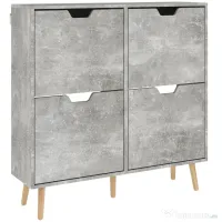 HOMCOM Pantofar cu 4 Sertare Rabatabile pe 2 Niveluri pentru 16 Perechi de Pantofi, 95x26x95 cm, Gri | Aosom Romania 