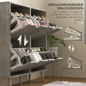 HOMCOM Pantofar cu 4 Sertare Rabatabile pe 2 Niveluri pentru 16 Perechi de Pantofi, 95x26x95 cm, Gri | Aosom Romania 