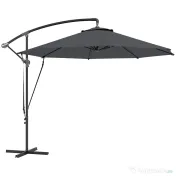 Outsunny Umbrelă de Soare cu Corzi Anti-Vânt, Orificii de Aerisire, Bază în Cruce și Manivelă, Φ290x243 cm, Gri | Aosom Romania 