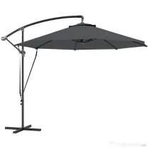 Outsunny Umbrelă de Soare cu Corzi Anti-Vânt, Orificii de Aerisire, Bază în Cruce și Manivelă, Φ290x243 cm, Gri | Aosom Romania