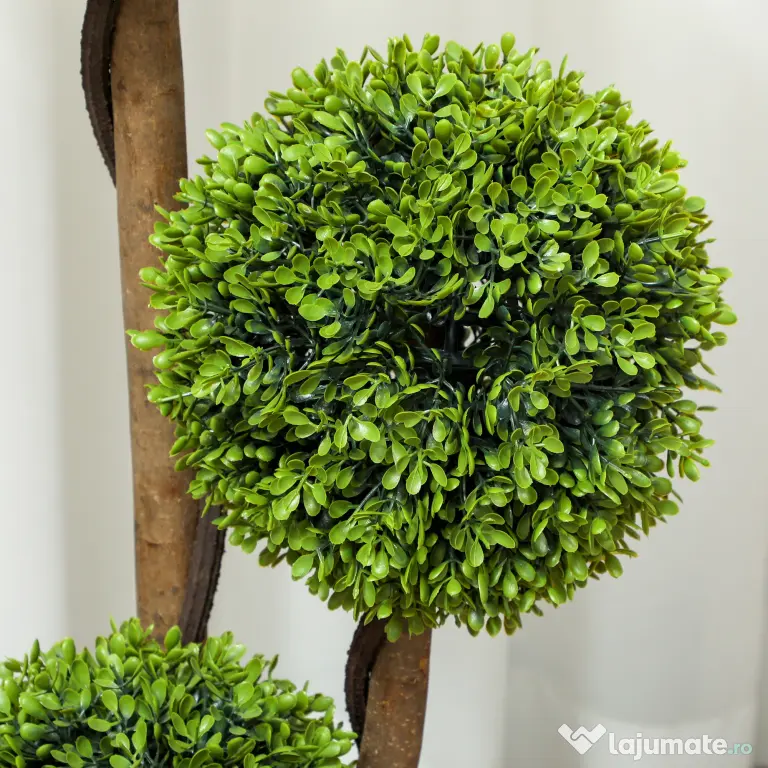 HOMCOM Set 2 Plante de Buxus Artificiale cu 3 Sfere, cu Ghiveci și Bază Întărită, Înălțime 90 cm, pentru Interior și Exterior | Aosom Romania