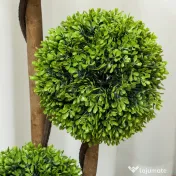 HOMCOM Set 2 Plante de Buxus Artificiale cu 3 Sfere, cu Ghiveci și Bază Întărită, Înălțime 90 cm, pentru Interior și Exterior | Aosom Romania 