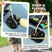 PawHut Cărucior pentru Animale de Companie 3 în 1 cu 4 Roți și Geantă de Transport Detașabilă, 76x50x102 cm, Negru | Aosom Romania 