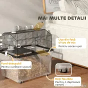 PawHut Cușcă pentru Hamsteri cu 2 Niveluri, Bază Adâncă, Roți, Tuburi, Bol, Sticlă de Apă și Rampă, 58x43x57 cm, Negru | Aosom Romania 