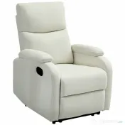 HOMCOM Fotoliu Recliner din In cu Suport Reglabil pentru Picioare, 69x91,5x103 cm, Alb crem | Aosom Romania 
