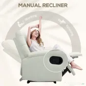 HOMCOM Fotoliu Recliner din In cu Suport Reglabil pentru Picioare, 69x91,5x103 cm, Alb crem | Aosom Romania 