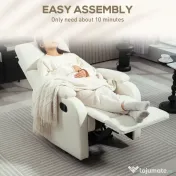 HOMCOM Fotoliu Recliner din In cu Suport Reglabil pentru Picioare, 69x91,5x103 cm, Alb crem | Aosom Romania 