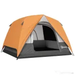 Outsunny Cort de Camping pentru 3 Persoane cu Buzunare Detașabile și Geantă de Transport, 200x200x135 cm, Portocaliu
