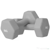SPORTNOW Set 2 Ganterele Hexagonale de 2x6 kg din Metal și Plastic, 2 Ganterele cu Mânere Antiderapante, 22x10x10 cm, Gri | Aosom Romania