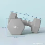 SPORTNOW Set 2 Ganterele Hexagonale de 2x6 kg din Metal și Plastic, 2 Ganterele cu Mânere Antiderapante, 22x10x10 cm, Gri | Aosom Romania 