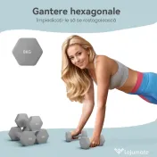 SPORTNOW Set 2 Ganterele Hexagonale de 2x6 kg din Metal și Plastic, 2 Ganterele cu Mânere Antiderapante, 22x10x10 cm, Gri | Aosom Romania 