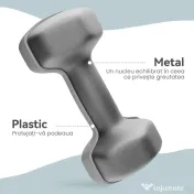 SPORTNOW Set 2 Ganterele Hexagonale de 2x6 kg din Metal și Plastic, 2 Ganterele cu Mânere Antiderapante, 22x10x10 cm, Gri | Aosom Romania 