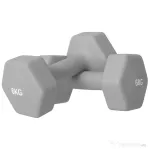 SPORTNOW Set 2 Ganterele Hexagonale de 2x6 kg din Metal și Plastic, 2 Ganterele cu Mânere Antiderapante, 22x10x10 cm, Gri