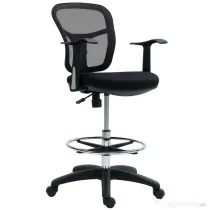 HOMCOM Scaun de Birou Rotativ cu Inel pentru Sprijinirea Picioarelor și Spătar Curbat, 55x58x94 cm, Negru | Aosom Romania